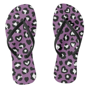 Tierdruck, Lila Leopard, Geparden, Herz Badesandalen