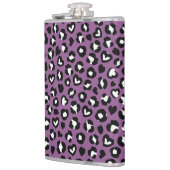 Tierdruck, Lila Leopard, Geparden, Herz Flachmann (Links)