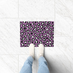 Tierdruck, Lila Leopard, Geparden, Herz Fußmatte