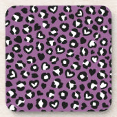 Tierdruck, Lila Leopard, Geparden, Herz Getränkeuntersetzer (Vorderseite)