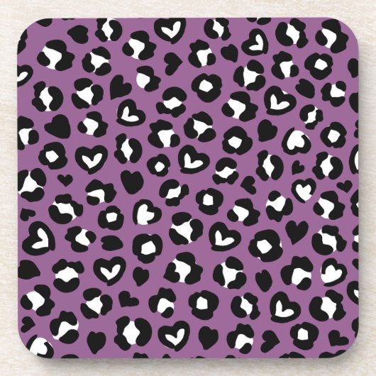 Tierdruck, Lila Leopard, Geparden, Herz Getränkeuntersetzer (Vorderseite)