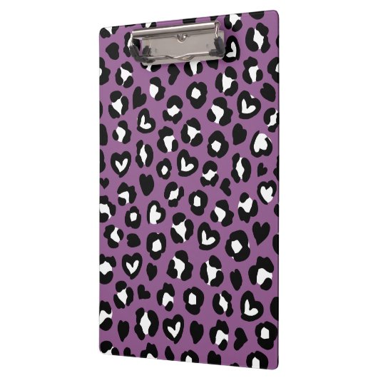 Tierdruck, Lila Leopard, Geparden, Herz Klemmbrett (Links)