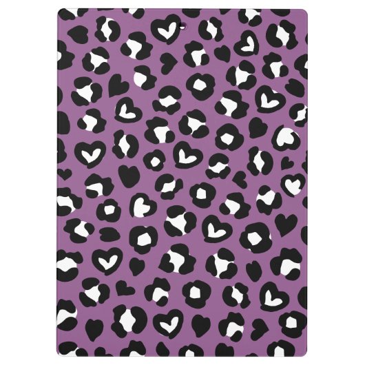 Tierdruck, Lila Leopard, Geparden, Herz Klemmbrett (Rückseite)