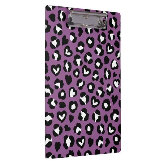 Tierdruck, Lila Leopard, Geparden, Herz Klemmbrett (Rechts)