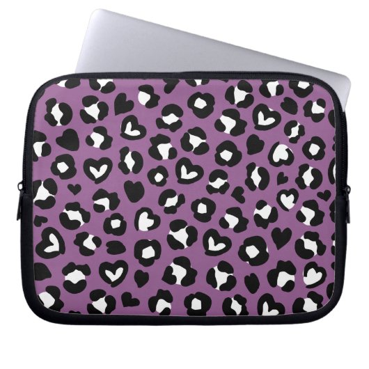 Tierdruck, Lila Leopard, Geparden, Herz Laptopschutzhülle (Vorderseite)