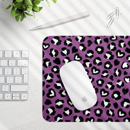 Tierdruck, Lila Leopard, Geparden, Herz Mousepad