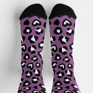 Tierdruck, Lila Leopard, Geparden, Herz Socken