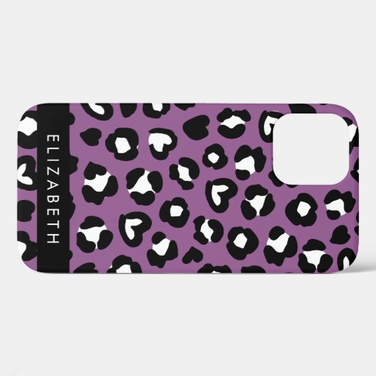 Tierdruck, Lila Leopard, Herz, Ihr Name Case-Mate iPhone Hülle (Rückseite (Horizontal))