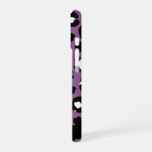 Tierdruck, Lila Leopard, Herz, Ihr Name iPhone 16 Hülle (Linke Seite)