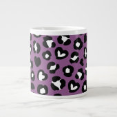Tierdruck, Lila Leopard, Herz, Ihr Name Jumbo-Tasse (Vorderseite)