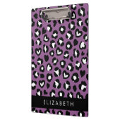 Tierdruck, Lila Leopard, Herz, Ihr Name Klemmbrett (Links)