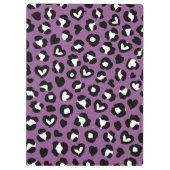 Tierdruck, Lila Leopard, Herz, Ihr Name Klemmbrett (Rückseite)
