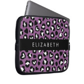 Tierdruck, Lila Leopard, Herz, Ihr Name Laptopschutzhülle (Vorne Rechts)