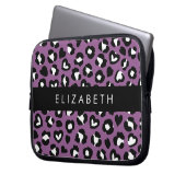 Tierdruck, Lila Leopard, Herz, Ihr Name Laptopschutzhülle (Vorderseite Links)