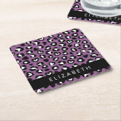 Tierdruck, Lila Leopard, Herz, Ihr Name Rechteckiger Pappuntersetzer (angewinkelt)