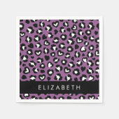 Tierdruck, Lila Leopard, Herz, Ihr Name Serviette (Vorderseite)