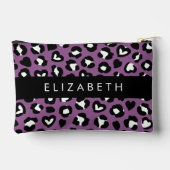 Tierdruck, Lila Leopard, Herz, Ihr Name Zubehörtasche (Rückseite)