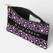 Tierdruck, Lila Leopard, Herz, Ihr Name Zubehörtasche (Offen)