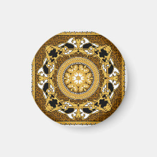 Tierdruck mit goldenen Schwüngen Seide Magnet