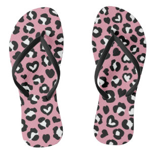 Tierdruck, rosa Leopard, Geparden, Herz Badesandalen