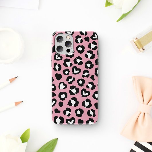Tierdruck, rosa Leopard, Geparden, Herz Case-Mate iPhone Hülle