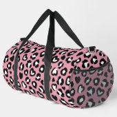 Tierdruck, rosa Leopard, Geparden, Herz Duffle Bag (Rechte Ecke)