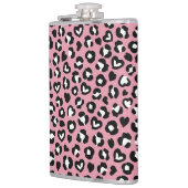 Tierdruck, rosa Leopard, Geparden, Herz Flachmann (Links)