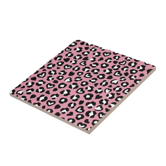 Tierdruck, rosa Leopard, Geparden, Herz Fliese (Seite)