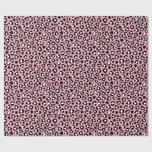 Tierdruck, rosa Leopard, Geparden, Herz Geschenkpapier (Flach)