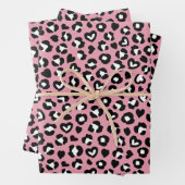 Tierdruck, rosa Leopard, Geparden, Herz Geschenkpapier Set (Beispiel)