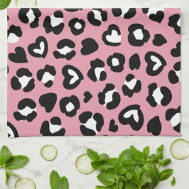 Tierdruck, rosa Leopard, Geparden, Herz Geschirrtuch