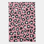 Tierdruck, rosa Leopard, Geparden, Herz Geschirrtuch (Vertikal)