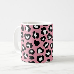 Tierdruck, rosa Leopard, Geparden, Herz Kaffeetasse