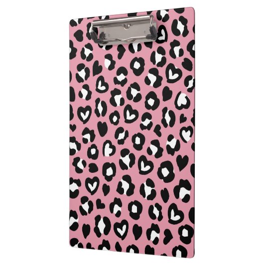 Tierdruck, rosa Leopard, Geparden, Herz Klemmbrett (Links)