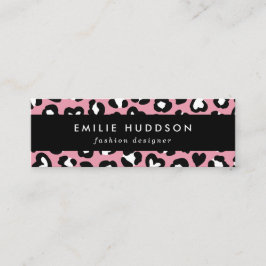 Tierdruck, rosa Leopard, Geparden, Herz Mini Visitenkarte