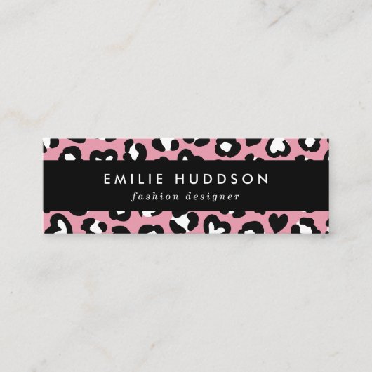Tierdruck, rosa Leopard, Geparden, Herz Mini Visitenkarte (Vorderseite)