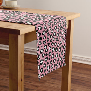 Tierdruck, rosa Leopard, Geparden, Herz Mittelgroßer Tischläufer