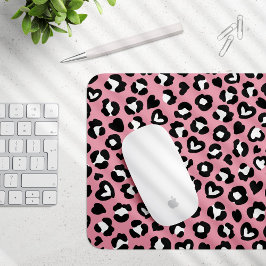 Tierdruck, rosa Leopard, Geparden, Herz Mousepad