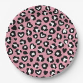 Tierdruck, rosa Leopard, Geparden, Herz Pappteller (Vorderseite)