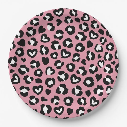 Tierdruck, rosa Leopard, Geparden, Herz Pappteller (Vorderseite)