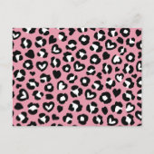 Tierdruck, rosa Leopard, Geparden, Herz Postkarte (Vorderseite)