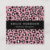 Tierdruck, rosa Leopard, Geparden, Herz Quadratische Visitenkarte (Vorderseite)