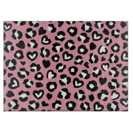 Tierdruck, rosa Leopard, Geparden, Herz Schneidebrett