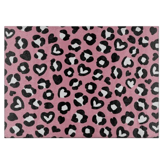 Tierdruck, rosa Leopard, Geparden, Herz Schneidebrett (Vorderseite)