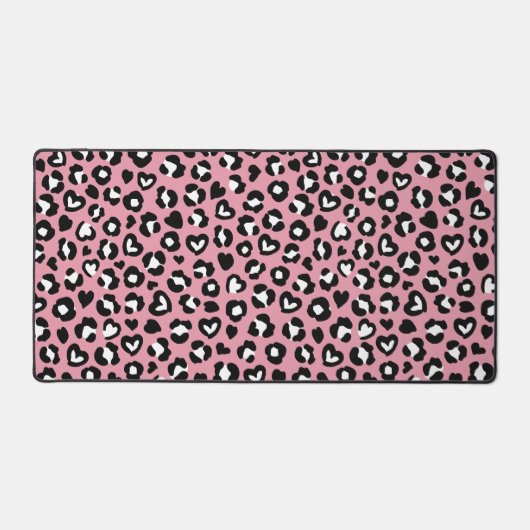 Tierdruck, rosa Leopard, Geparden, Herz Schreibtischunterlage (Vorderseite)