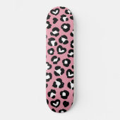 Tierdruck, rosa Leopard, Geparden, Herz Skateboard (Vorderseite)