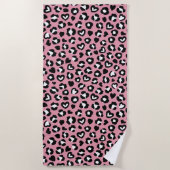 Tierdruck, rosa Leopard, Geparden, Herz Strandtuch (Vorderseite)