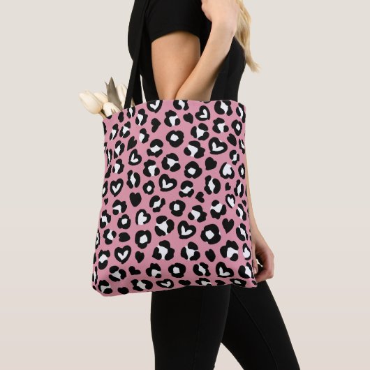 Tierdruck, rosa Leopard, Geparden, Herz Tasche (Von Nahem)
