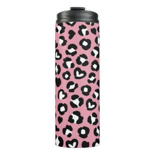 Tierdruck, rosa Leopard, Geparden, Herz Thermosbecher