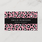 Tierdruck, rosa Leopard, Geparden, Herz Visitenkarte (Vorderseite)